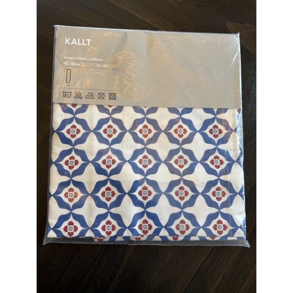 Ikea Kallt Table Runner Tablecloth Geometric Red Blue White Modern Retro 16 X 55